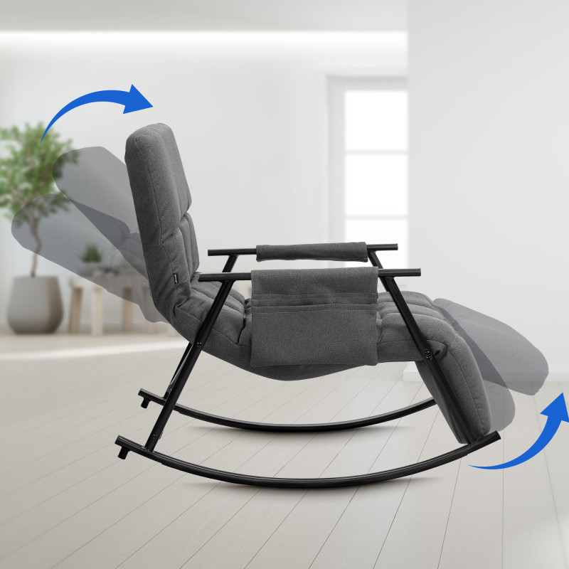 Sedia a dondolo in tessuto Cathy grigio scuro